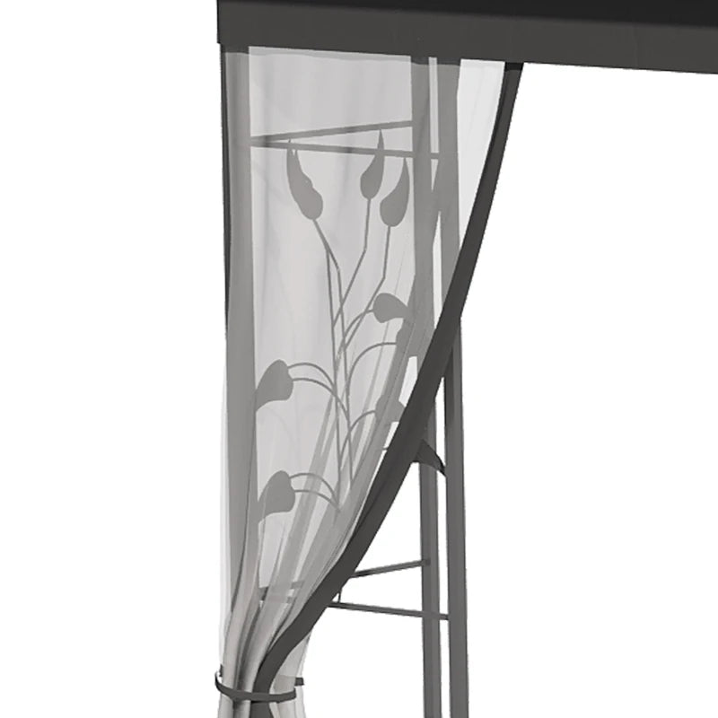 Grey Steel Frame Garden Gazebo with Double Roof Canopy, Perfect for Patio or Backyard, 3 x 3m