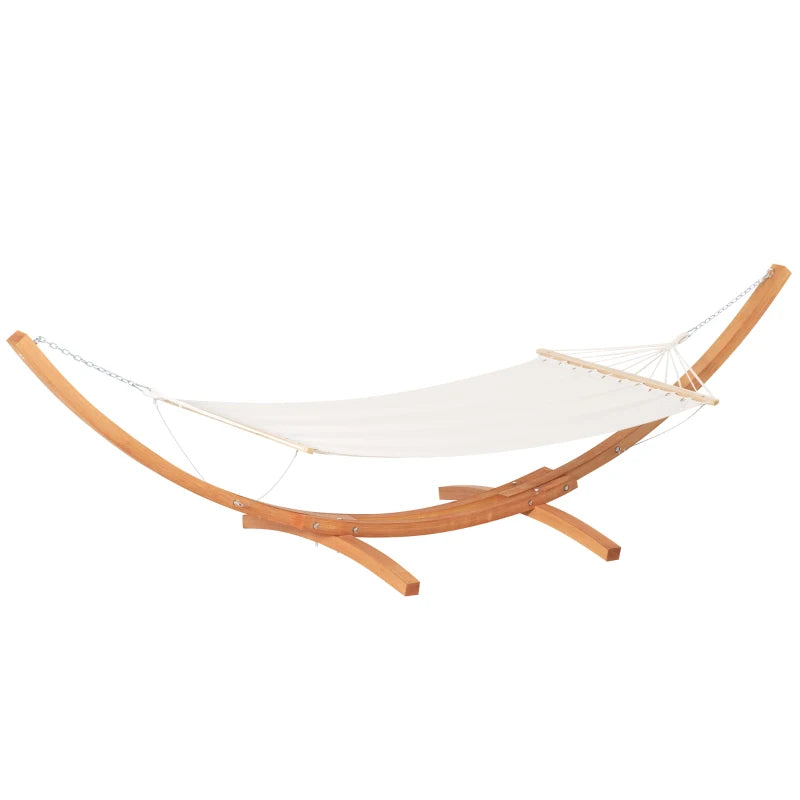 Durable Outdoor Hammock Swing Bed with Wooden Stand – Perfect for Patio Relaxing