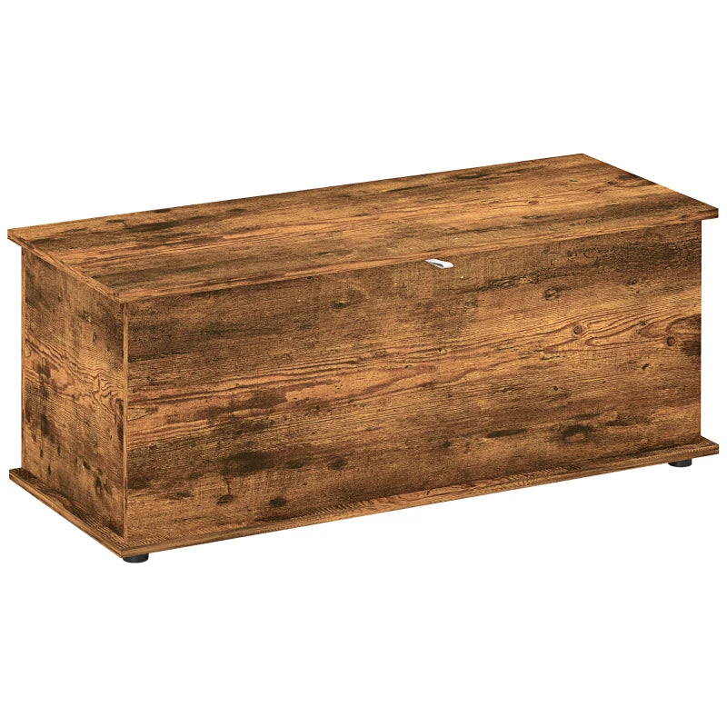 113L Storage Chest with Flip-Top Lid, Safety Hinges, Rustic Brown