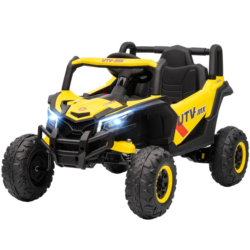 Yellow 12V Kids Ride-On Car – Remote Control, Suspension System, Music – Ages 3-5