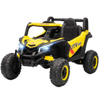 Yellow 12V Kids Ride-On Car – Remote Control, Suspension System, Music – Ages 3-5