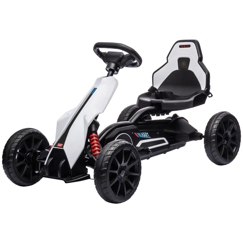 Electric Go-Kart for Kids – 12V White Ride-On Car with Forward/Reverse, Ages 3–8