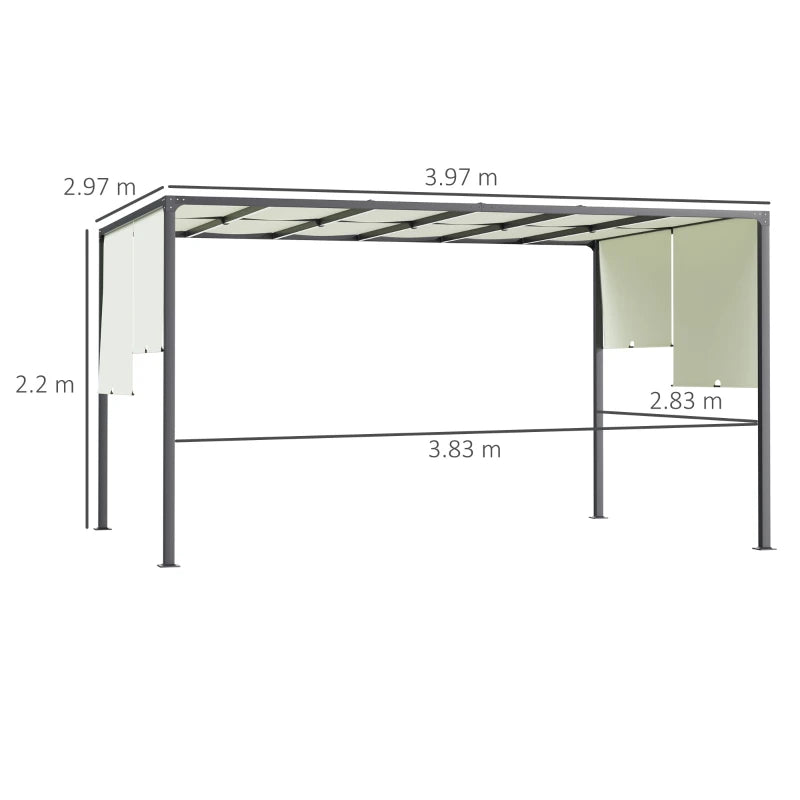 Cream White Outdoor Pergola for Patio or Garden – Elegant Sun Shelter 3x4M