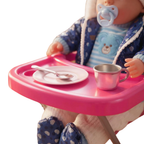 BiBi Doll Baby Doll High Chair Folding Pretend Play Furniture Pink Up to 20 Inch Dolls