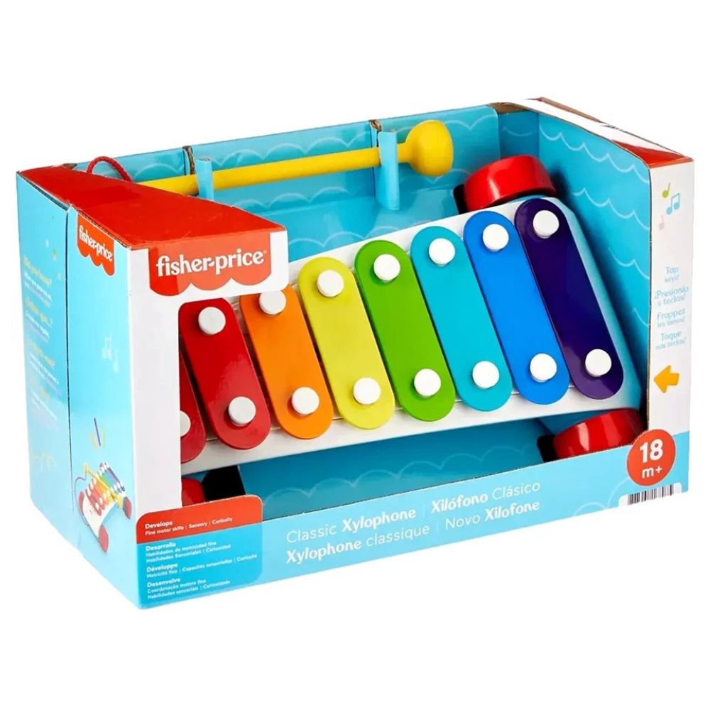Fisher-Price Baby Xylophone Pull Toy Musical Instrument with Drumstick
