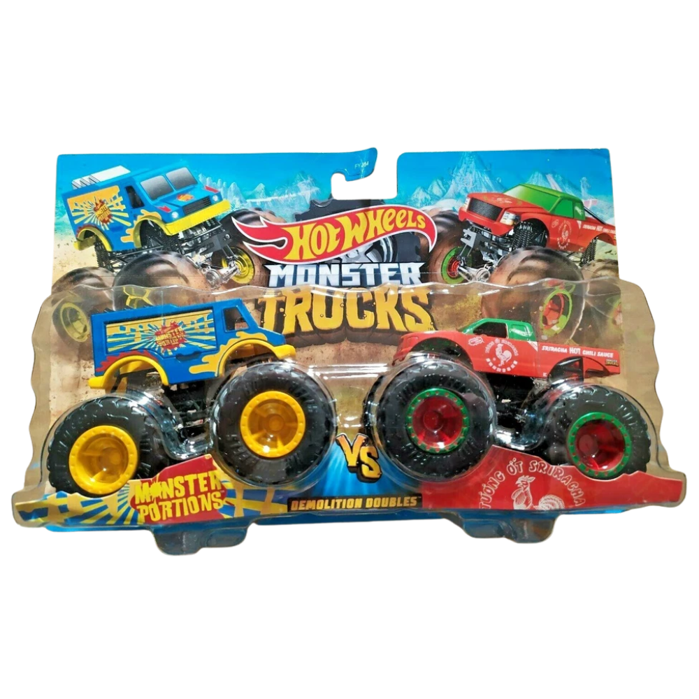 Hot Wheels Monster Trucks Demolition Doubles 2-Pack 1:64 Scale Die-Cast Monster Truck Set Collectible Toy Vehicles