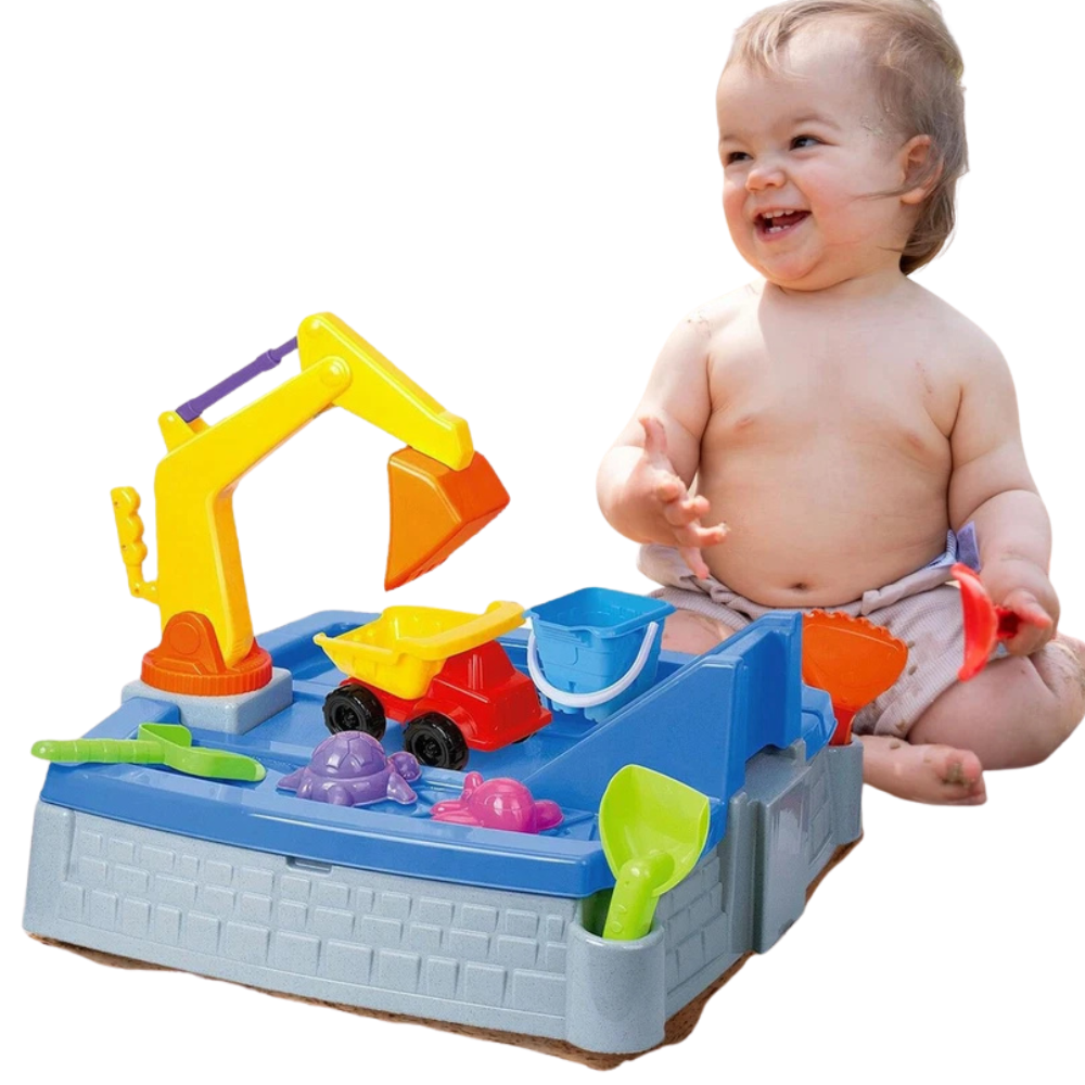 2-in-1 Kids Sand & Water Table Outdoor Garden Play Set with Truck & Crane