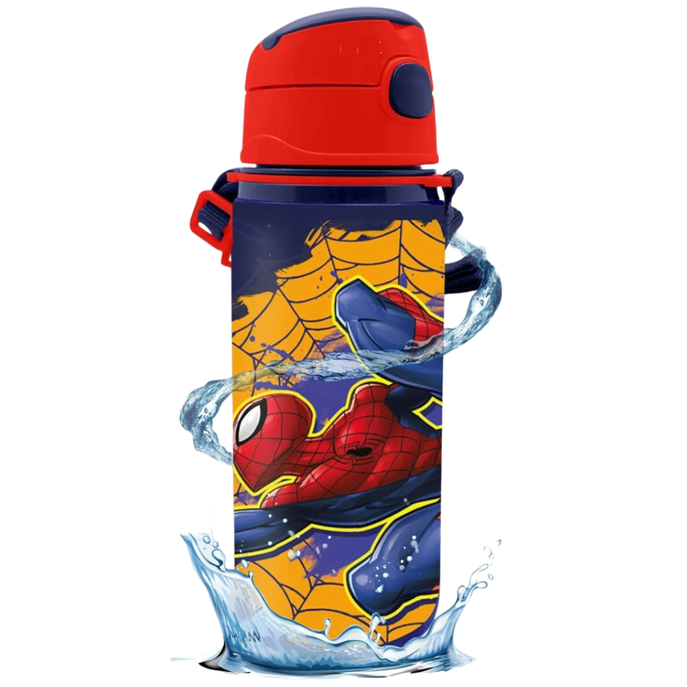 Back to School Kids Aluminium Flask 600ml Push Button Hot Cold Water Bottle