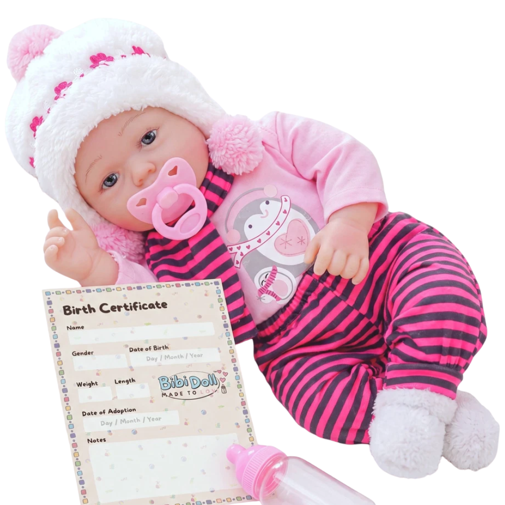 17 Inch Realistic Reborn Baby Doll Handmade Sleeping Open Eyes with Dummy Bottle for Kids