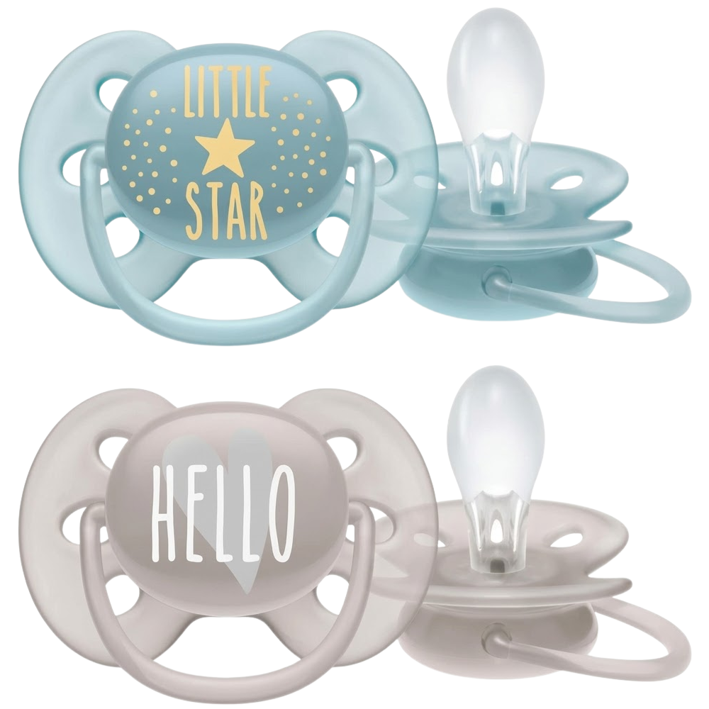 Philips Avent Baby Soothers 2 Pack Orthodontic BPA-Free Silicone Dummies with Hygienic Cap