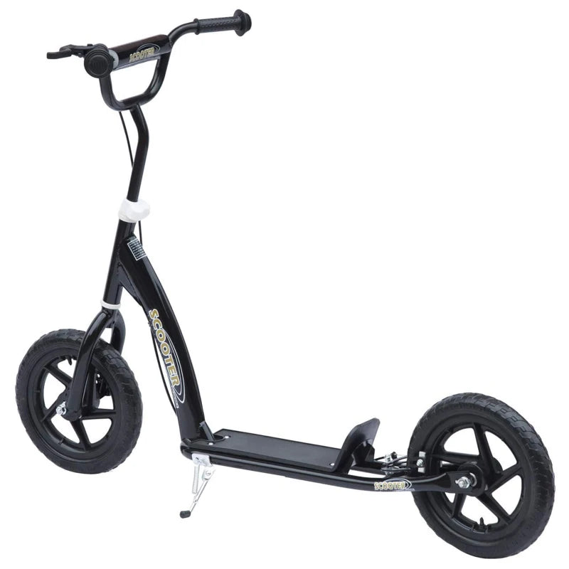 Kids Scooter with Rear Brake and Large 12" EVA Tires for Safe Riding – Black, 5-12