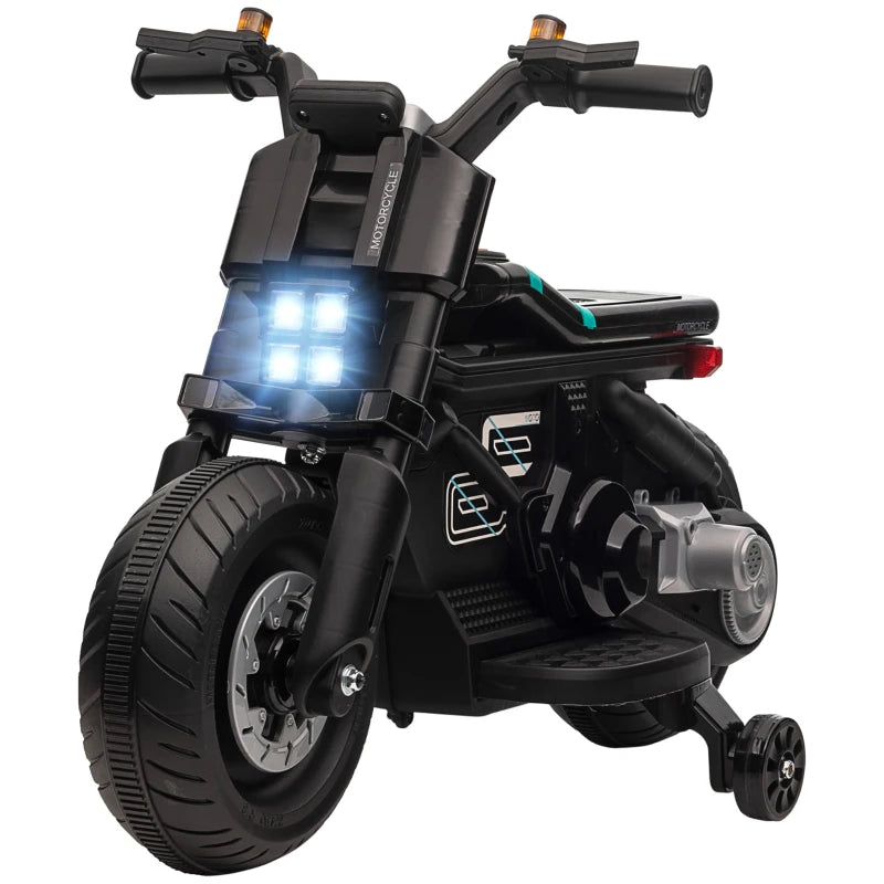 Electric Ride-On Motorbike for Kids with Horn, Siren, and Lights – Black, 3-5 Years