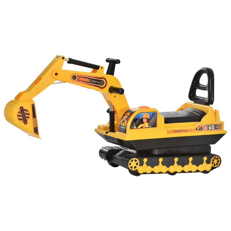 Excavator Ride On Toy Tractor – Movable Digger Construction Truck for 3 Year Olds