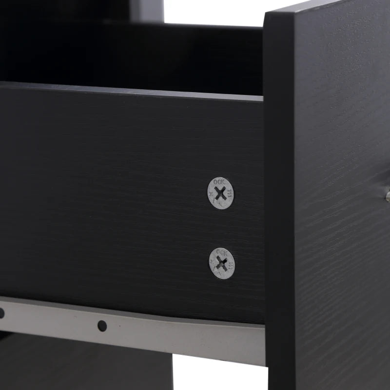 Office Desk – Black PC Workstation with Storage Drawers