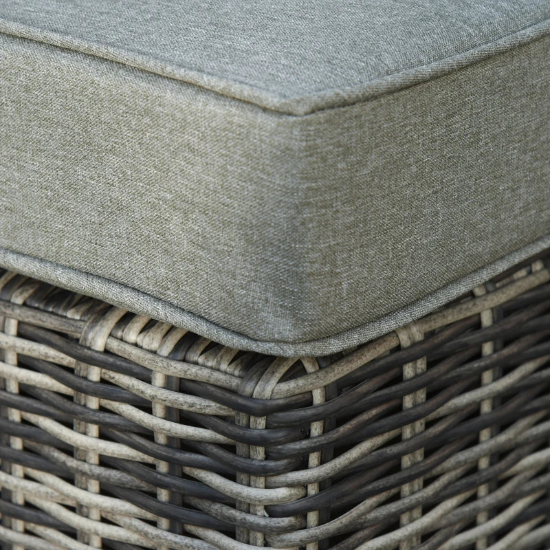 Mixed Grey Rattan Armchair, Stool & Table Set – 5-Piece Outdoor Furniture