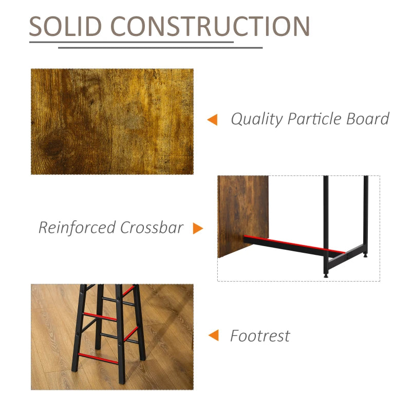 Industrial 3-Piece Bar Table Set for 2 with Storage Shelf for Kitchen