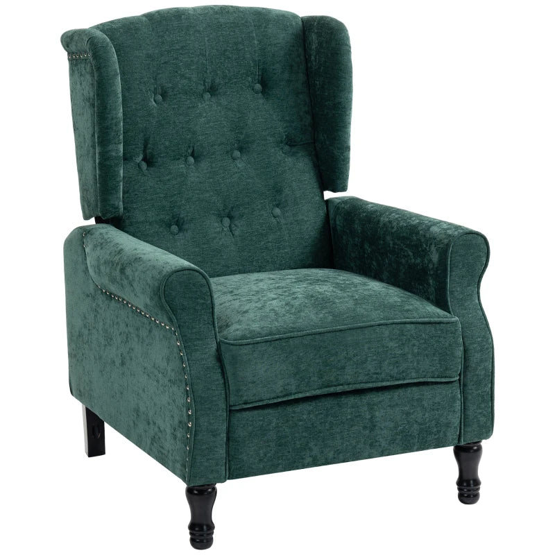 150° Reclining Armchair with Footrest – Vintage Style, Green