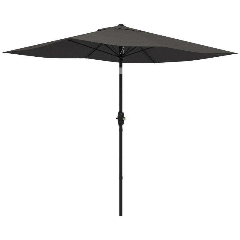 Outdoor market umbrella with crank, tilt, aluminium pole, 6 ribs, and dark grey canopy – 2x3m