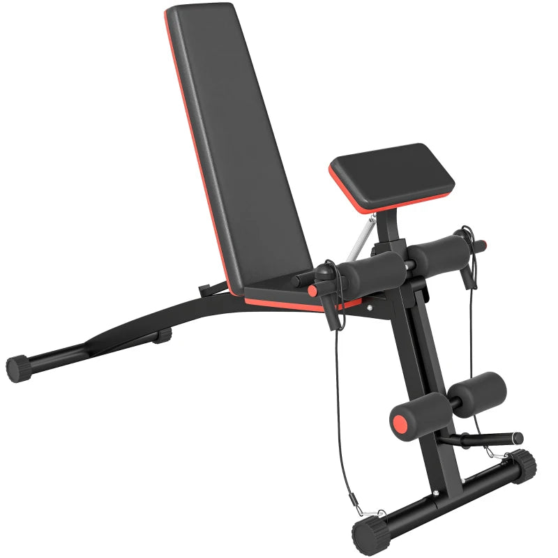 Foldable Red Weight Bench – Adjustable for Strength Training