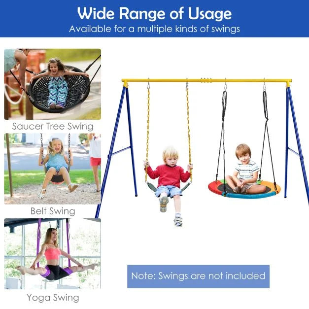 Metal A-Frame Swing with Anti-Slip Pads for Kids’ Backyard Play