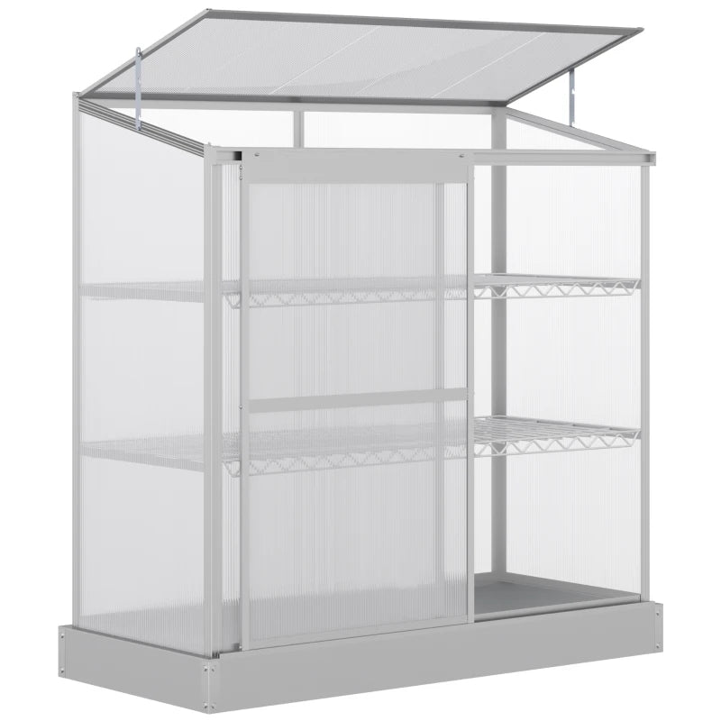 3-Tier Outdoor Greenhouse with Sliding Door – Cold Frame for Plants, Openable Roof, Clear