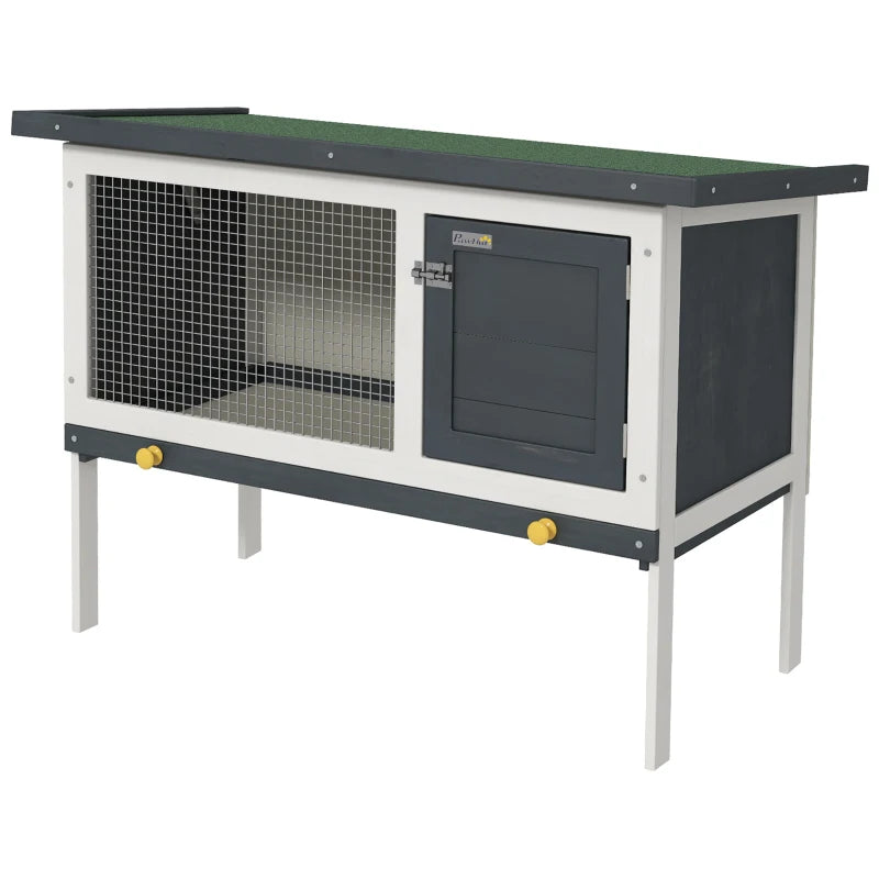 Wooden Rabbit Hutch with Asphalt Roof – Outdoor