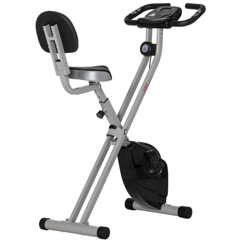 Grey Folding Stationary Bike – 8-Level Resistance & Pulse Sensor