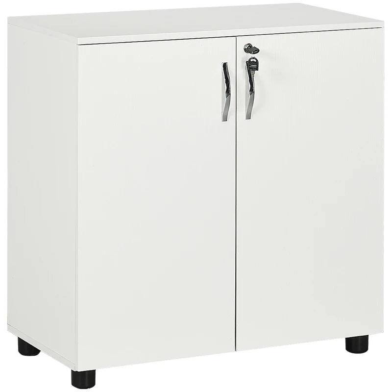 Office Storage Cabinet – White, Two-Tier, Lockable