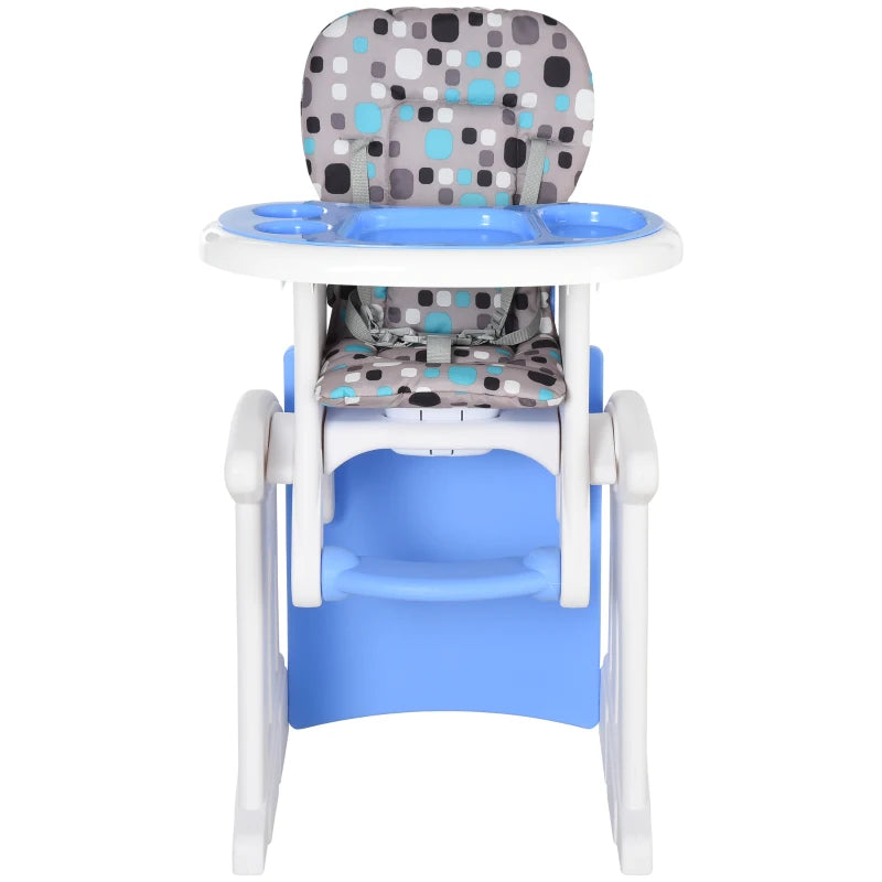 Baby Feeding High Chair – 2-in-1 Convertible Seat with Tray and Harness, Blue