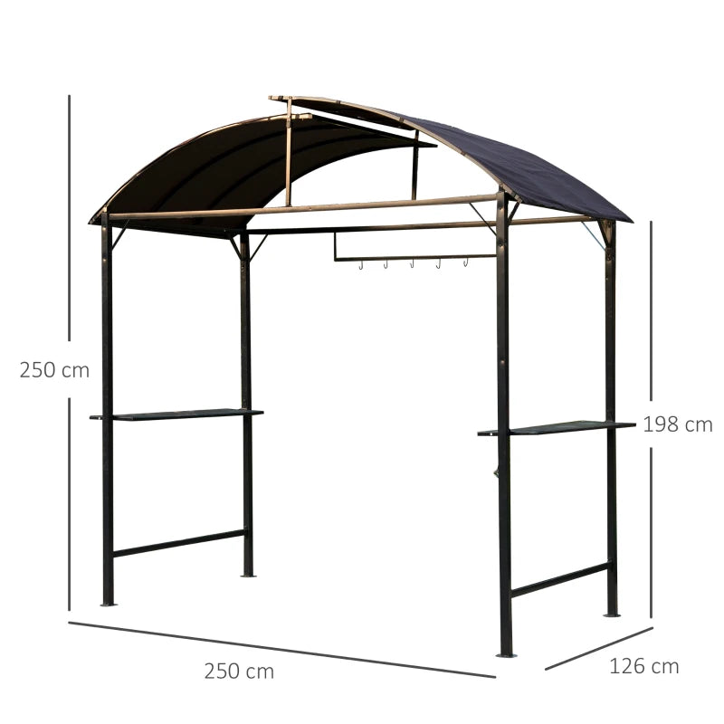 Metal Smoking Gazebo Marquee BBQ Grill Canopy Tent Outdoor Patio Awning Shelter, Coffee