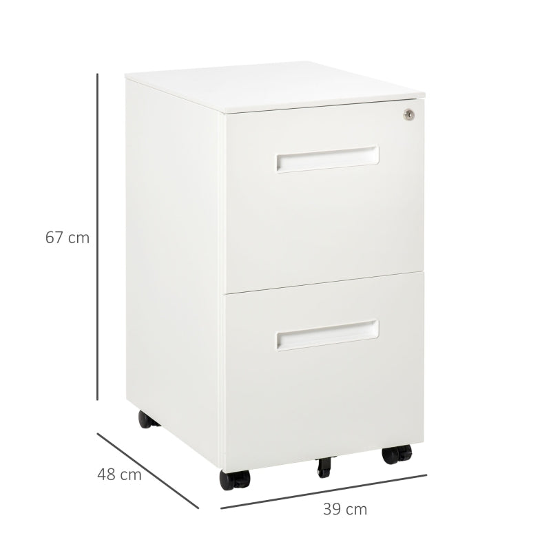 Lockable Rolling Filing Cabinet with 2 Drawers – Home Office