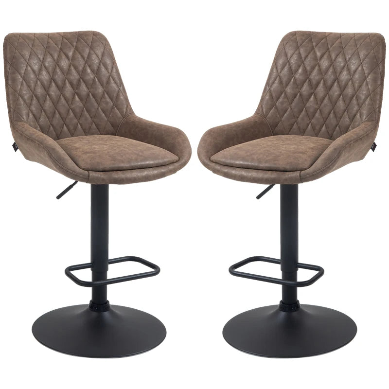Adjustable Faux Leather Retro Bar Stools For Home Use, Brown