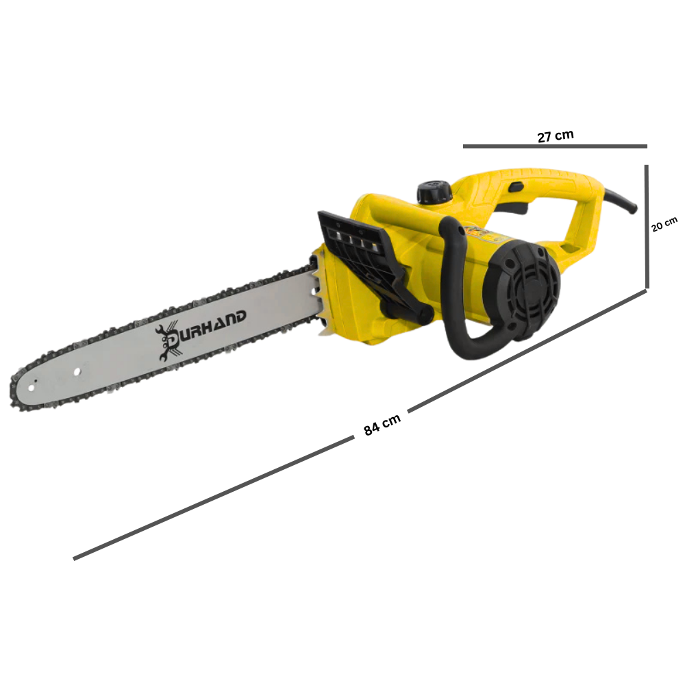 Powerful 2000W Electric Chainsaw for Garden Pruning, Auto Lubrication, Corded, Yellow, 16" Blade