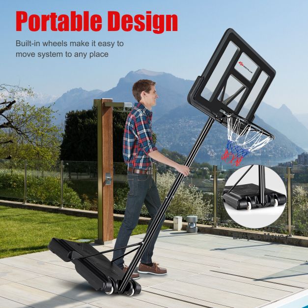 Portable Basketball Hoop with 1.35–3.05m Adjustable Height