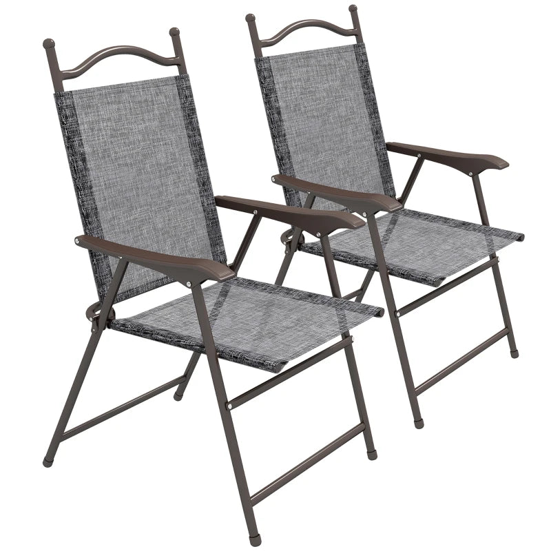 2-Pack Folding Outdoor Chairs – Grey Mesh Seat Design