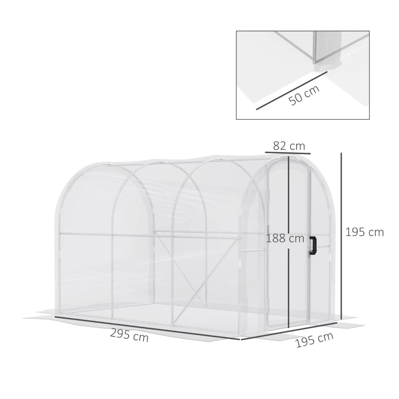 Durable Walk-In Polytunnel Greenhouse Featuring PE Cover & Steel Frame Clear, 3 x 2 x 2 m