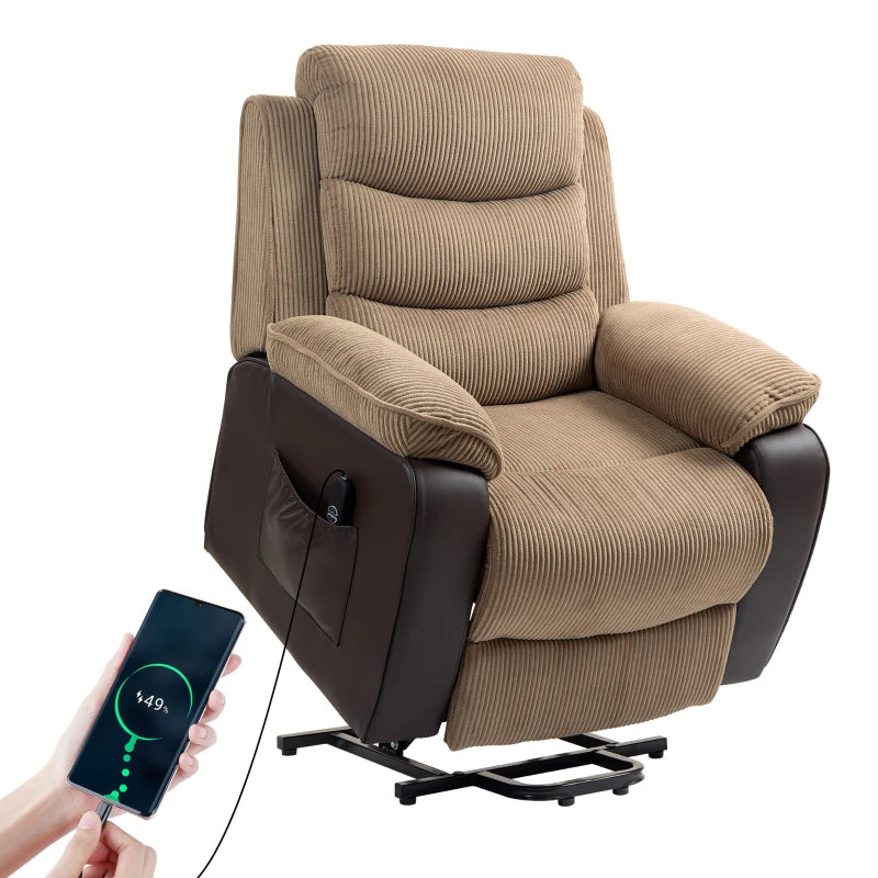 Electric Riser Recliner Chair for Seniors, Remote Control Armchair with USB and Storage
