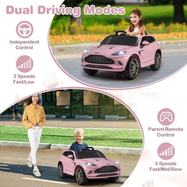 12V Aston Martin Licensed Kids Ride-On Vehicle with Horn and Taillights