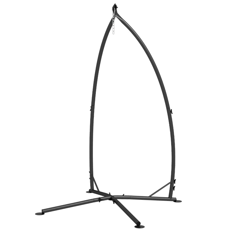 Black Metal Hammock Chair Stand with Chain – Durable Frame for Indoor & Outdoor Use
