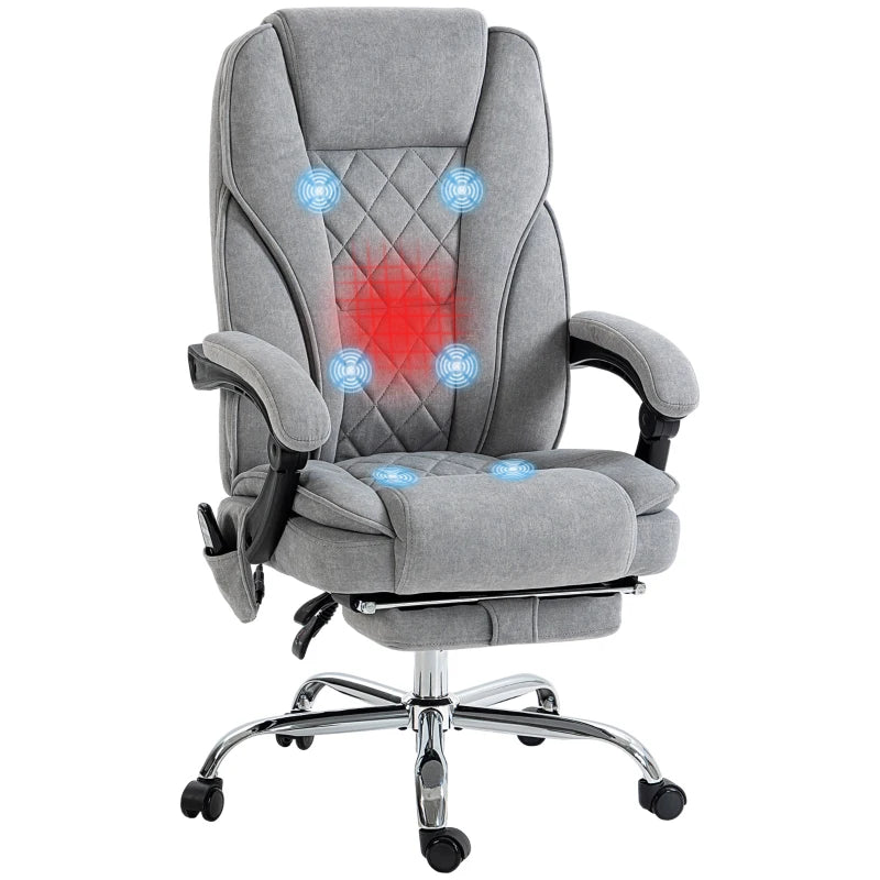 Heated Massage Office Chair – Grey Reclining Desk Chair with Adjustable Height