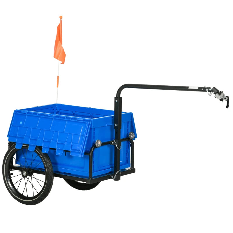 Steel Bike Trailer – 65L Foldable Storage, Blue