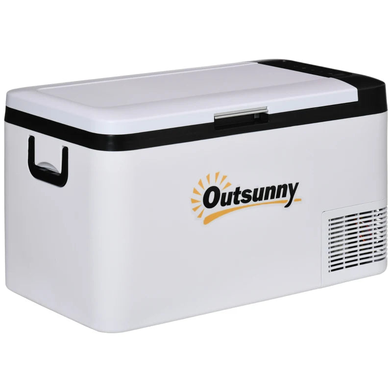 12V Portable Car Fridge – 25L with LED Light & Foldable Handles