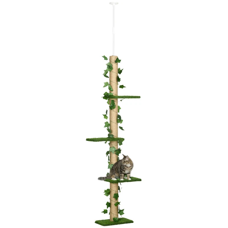 Floor-to-Ceiling Cat Tree – Adjustable, Green