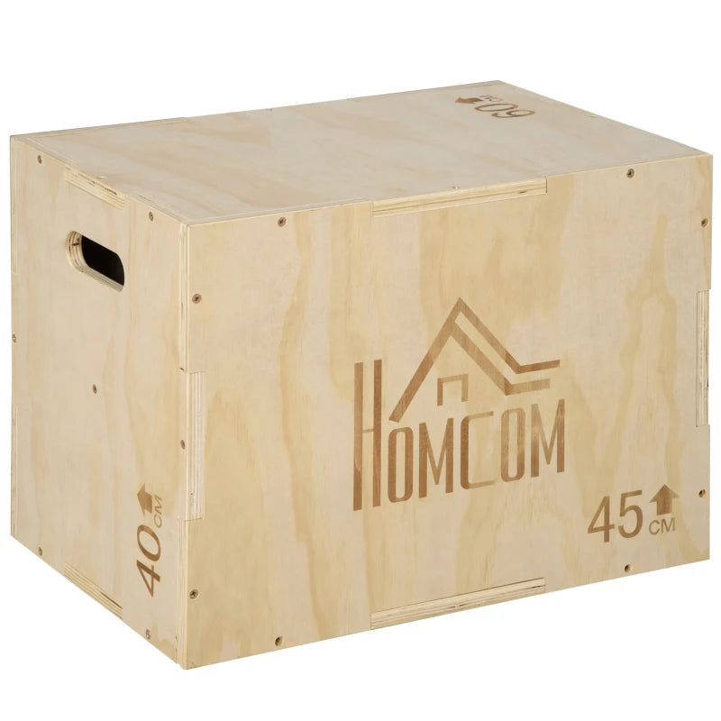 3-in-1 Wooden Plyo Box – Plyometric Jump Box with Handles