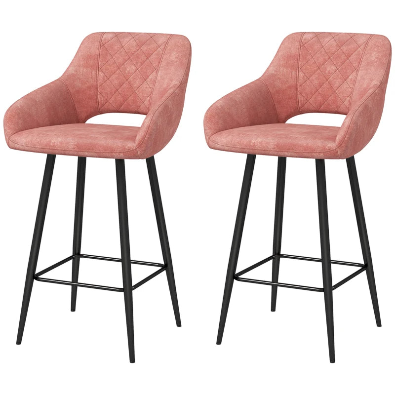 Pink Velvet Bar Stools Set of Two – Soft Upholstery & Sleek Style