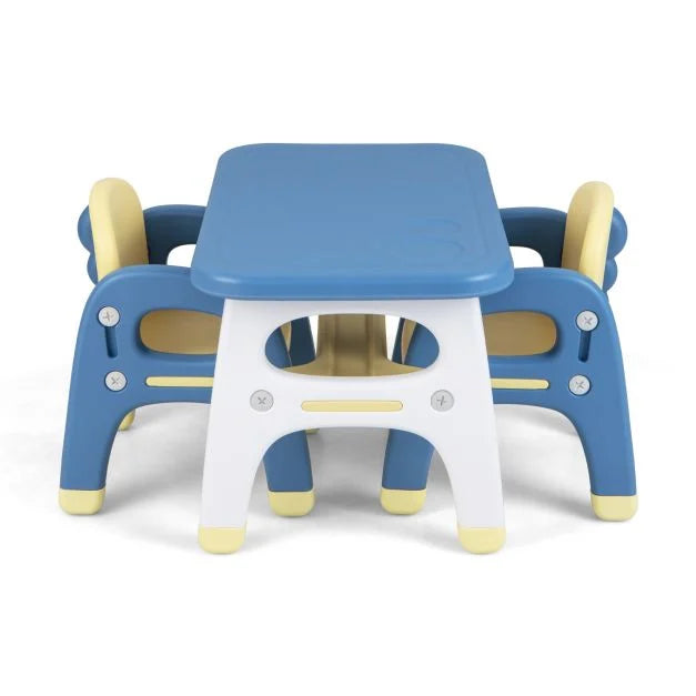 Kids Activity Table with 2 Chairs, Storage Shelf & Building Blocks