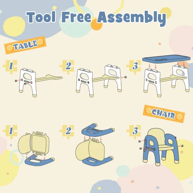 Kids Activity Table with 2 Chairs, Storage Shelf & Building Blocks