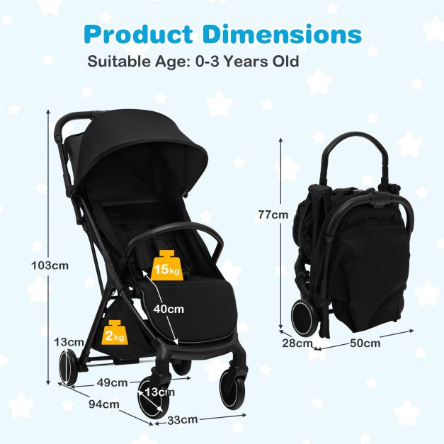Lightweight Baby Stroller with Removable & Washable Seat Cover