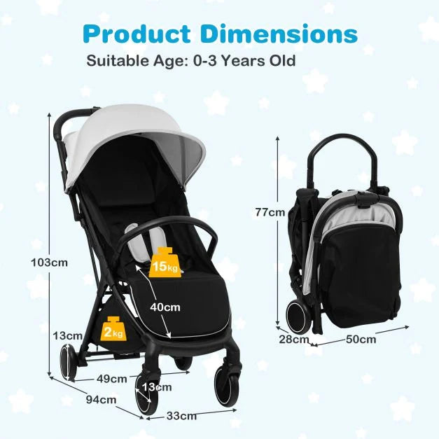 Lightweight Baby Stroller with Removable & Washable Seat Cover