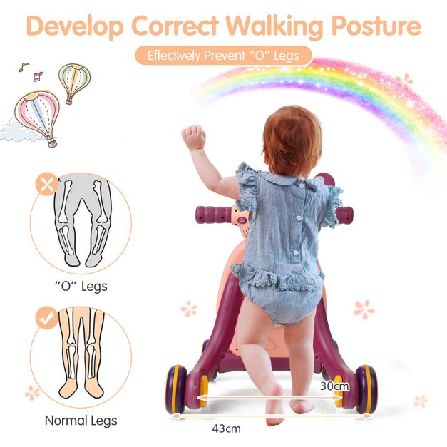 Baby Push-Along Walker with Lights and Interactive Ball Game for Toddlers